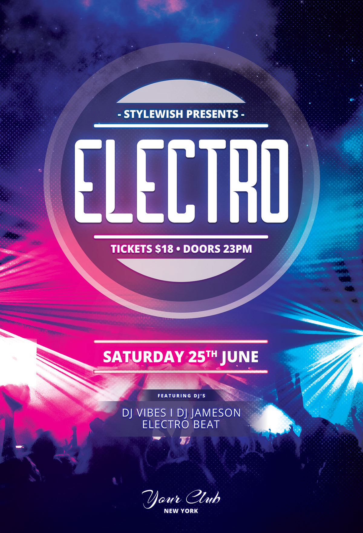 electro edm techno electronic house laser party poster concert progressive club blue clean clubbing cool