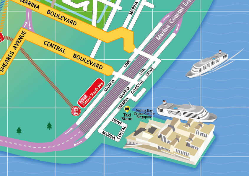 map singapore merlion marina bay sands road wayfinding