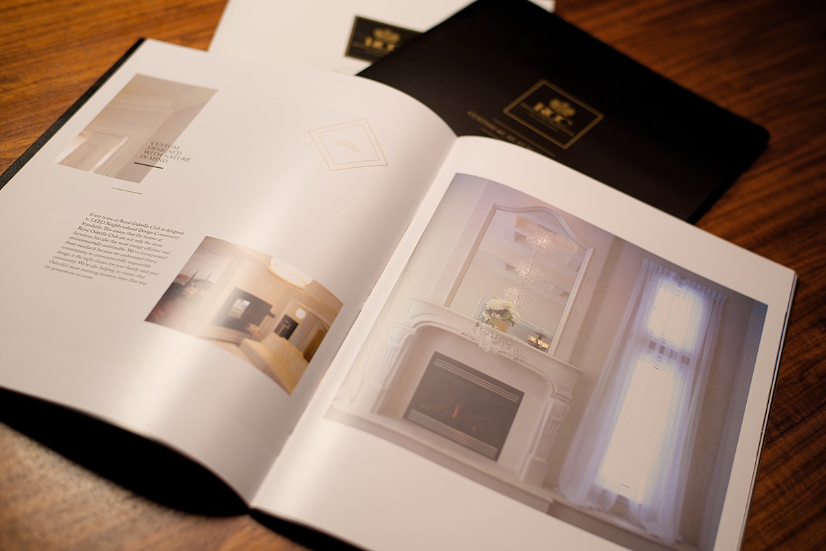 brochure design gold real estate Roc UV bag