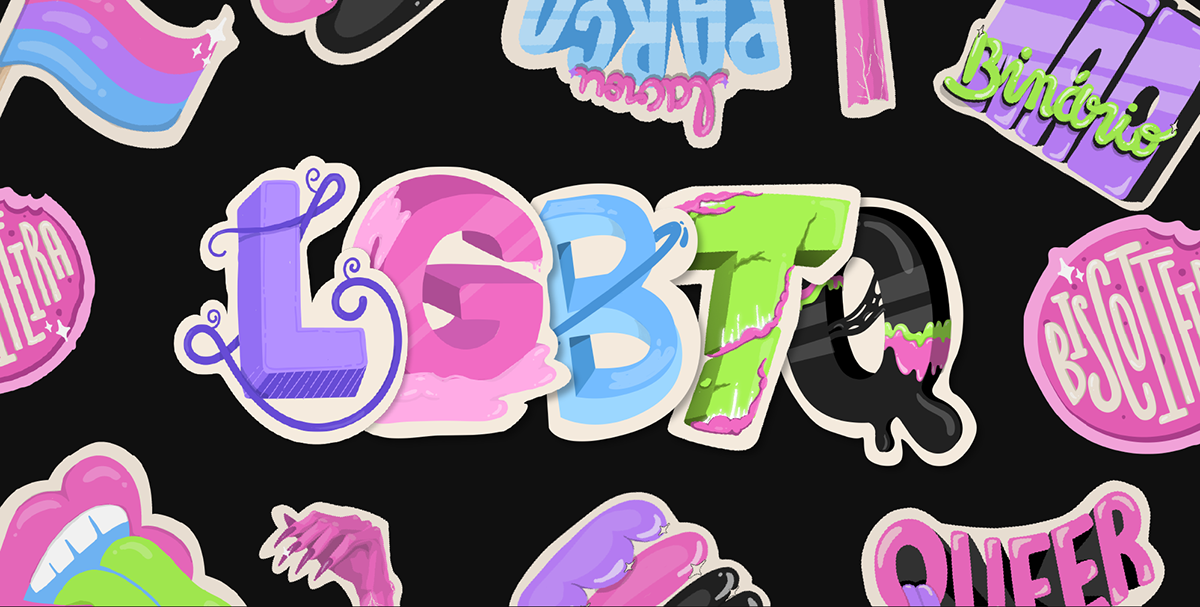 gay gif ilustracion lettering LGBT LGBTQ Orgulho pride queer sticker