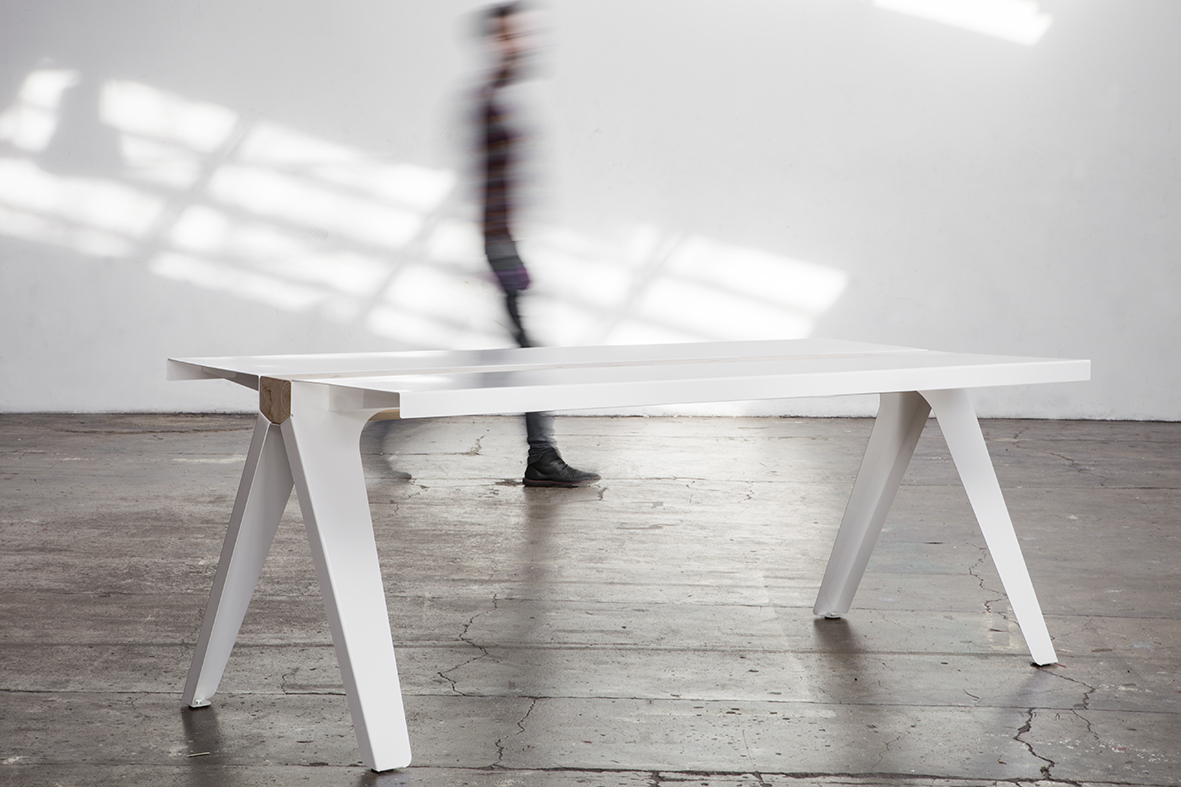 table steel wood furniture design product industrial iron metal