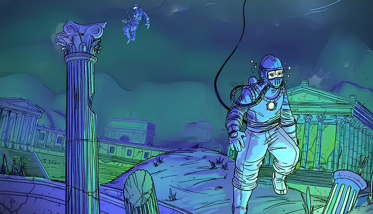 quadrinhos hq slasher Ilustração Inko ruínas submersas