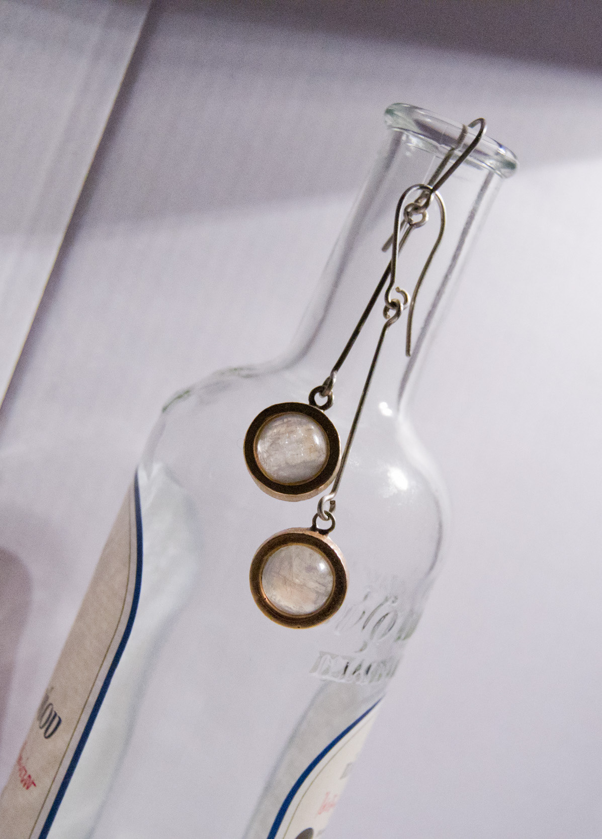 Earrings in Bronze silver 999 925. Labradorite