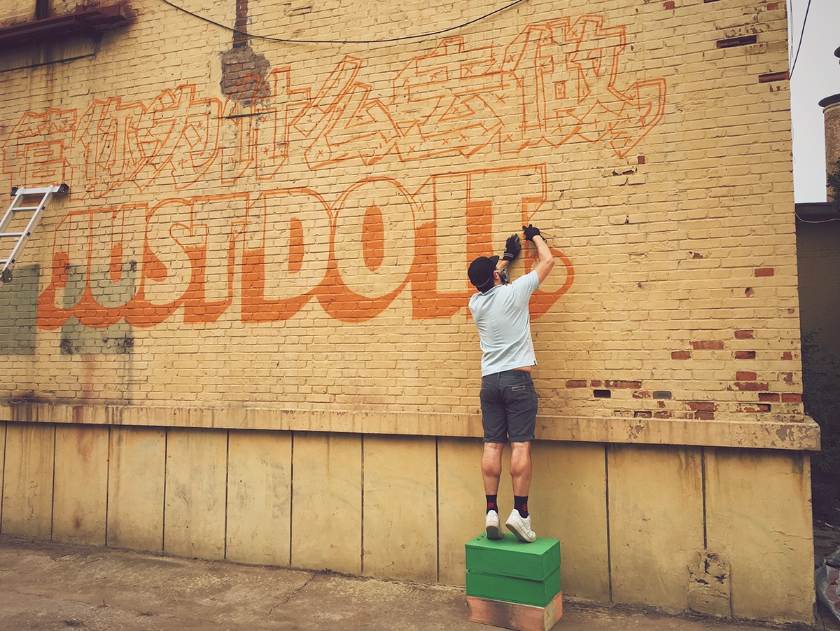 JDI nike mural Mural background handpainted spraypaint Neonlight wheatpaste Graffiti streetart