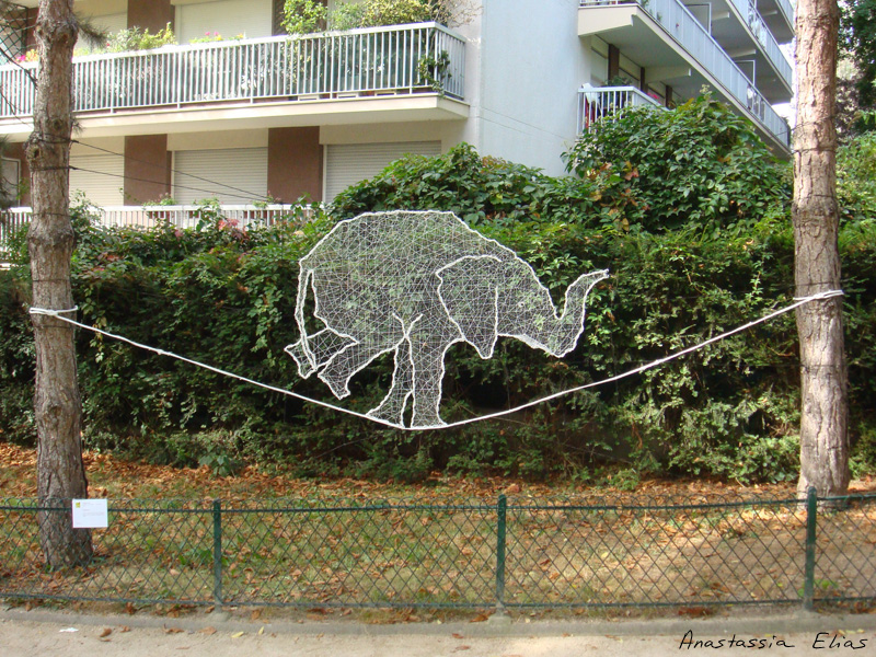 installation elephant weaving tightrope walker