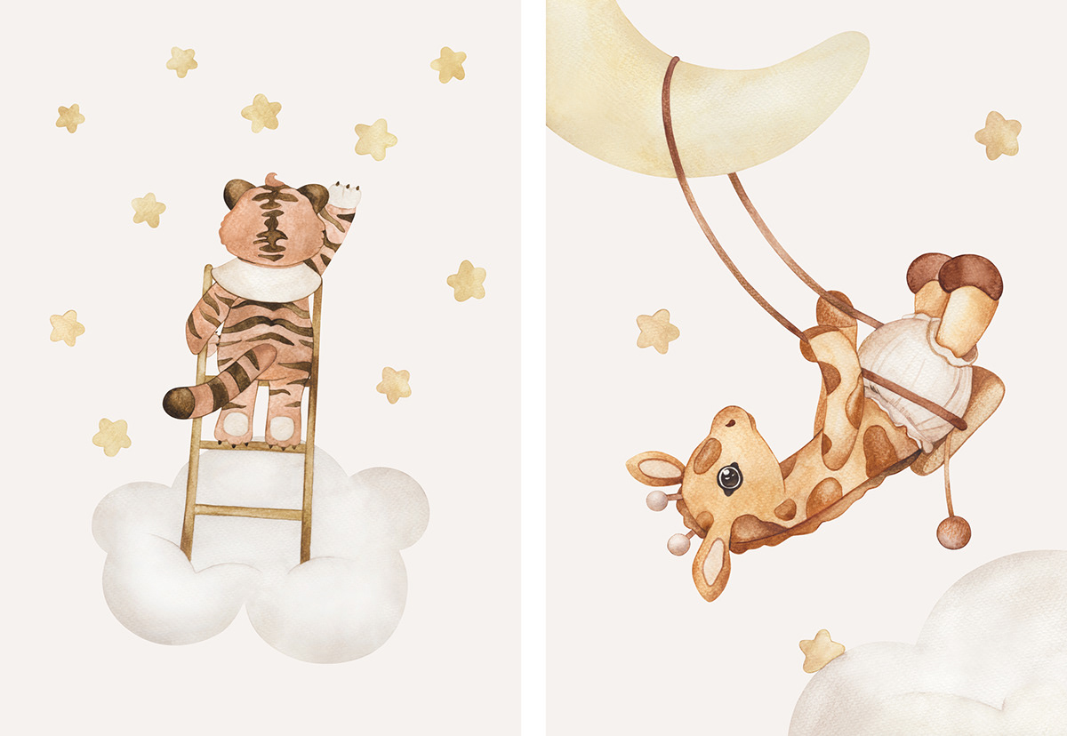 cute animals kids book kids illustration nursery pattern seamless pattern Wallpaper design watercolor