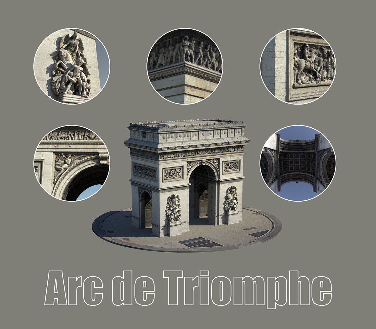 3d modeling 3d vertual desigh arc de triomphe city scape Europe france landscap design Paris paris 3d city model sculpting 