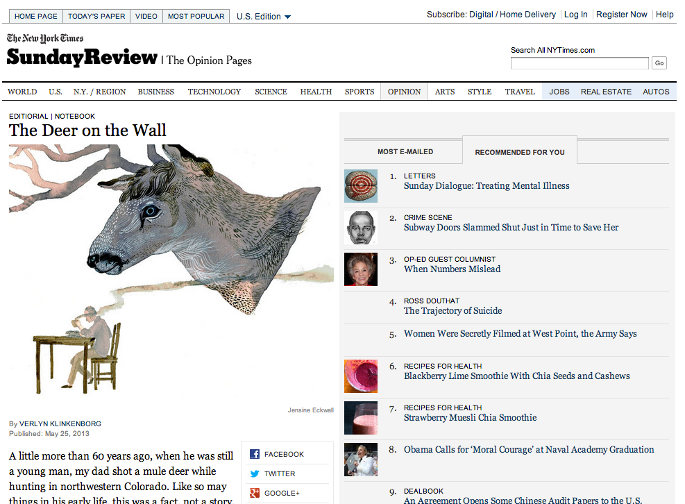 mule deer  Deer  verlyn klinkenborg New York Times