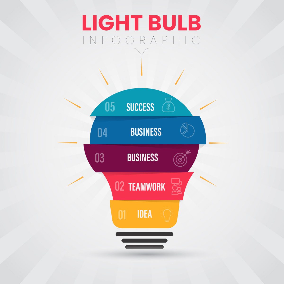 design light bulb idea concept Advertising  infographic design infographics graphics 5 steps infographic Light bulb 5 steps