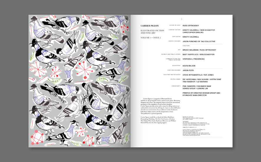carrier pigeon tag collective magazine book fine art editorial Typeface Layout illustrators artists community