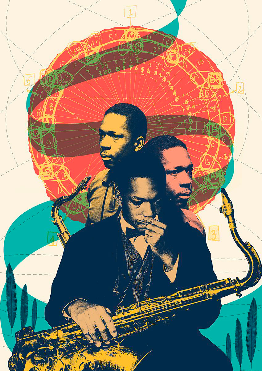 jazz portrait ILLUSTRATION  Digital Collage graphic art giclee