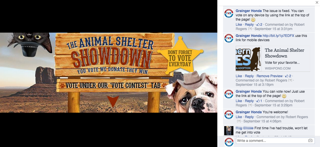 social media facebook animals pets dogs cats Event campaign contest vote ads conversions community involvement adopt Data