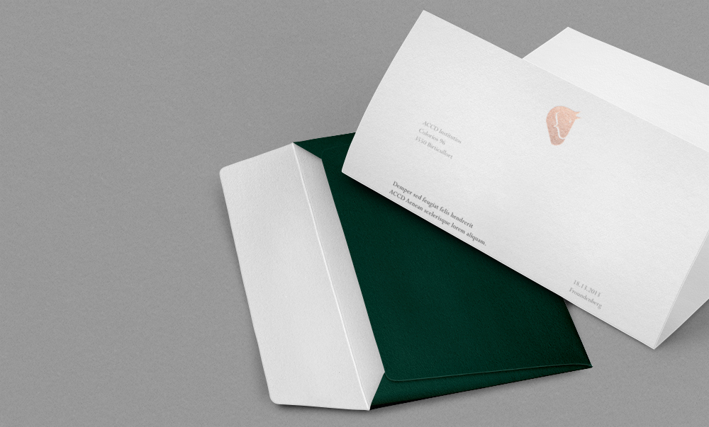 Web design brand letter head business cards bronze foil emboss green card Mockup logo Icon