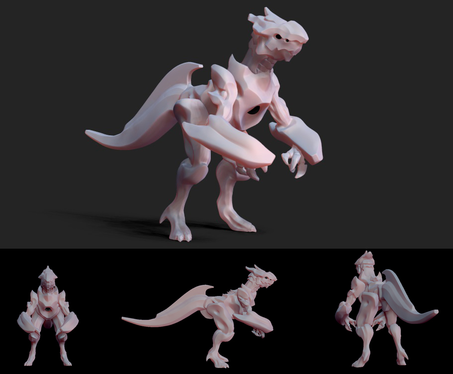 Zbrush alien raptor Dinosaur 3D sculpture Character design animation 