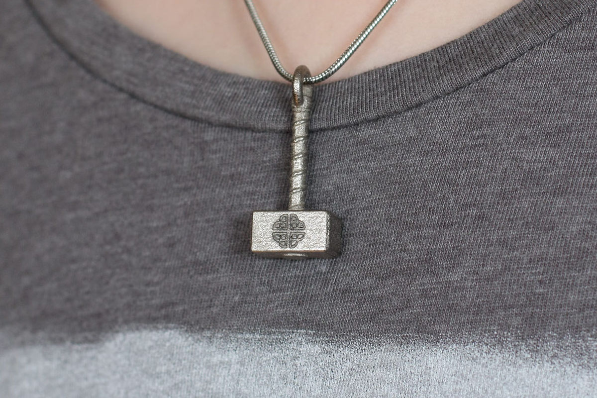 Necklace pendant Thor hammer 3DP