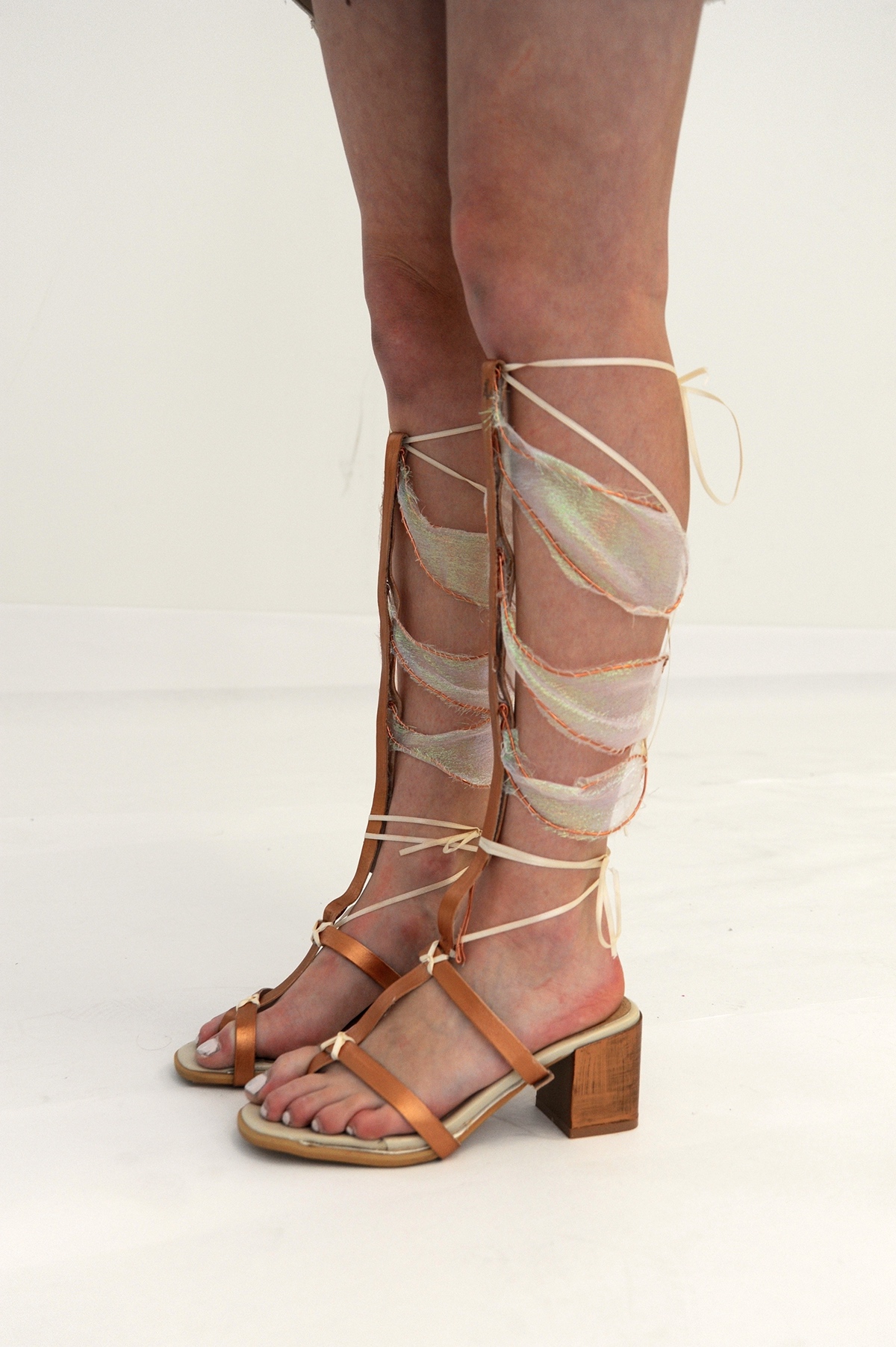 Gladiator Sandals shoes wire fabric Iridescence