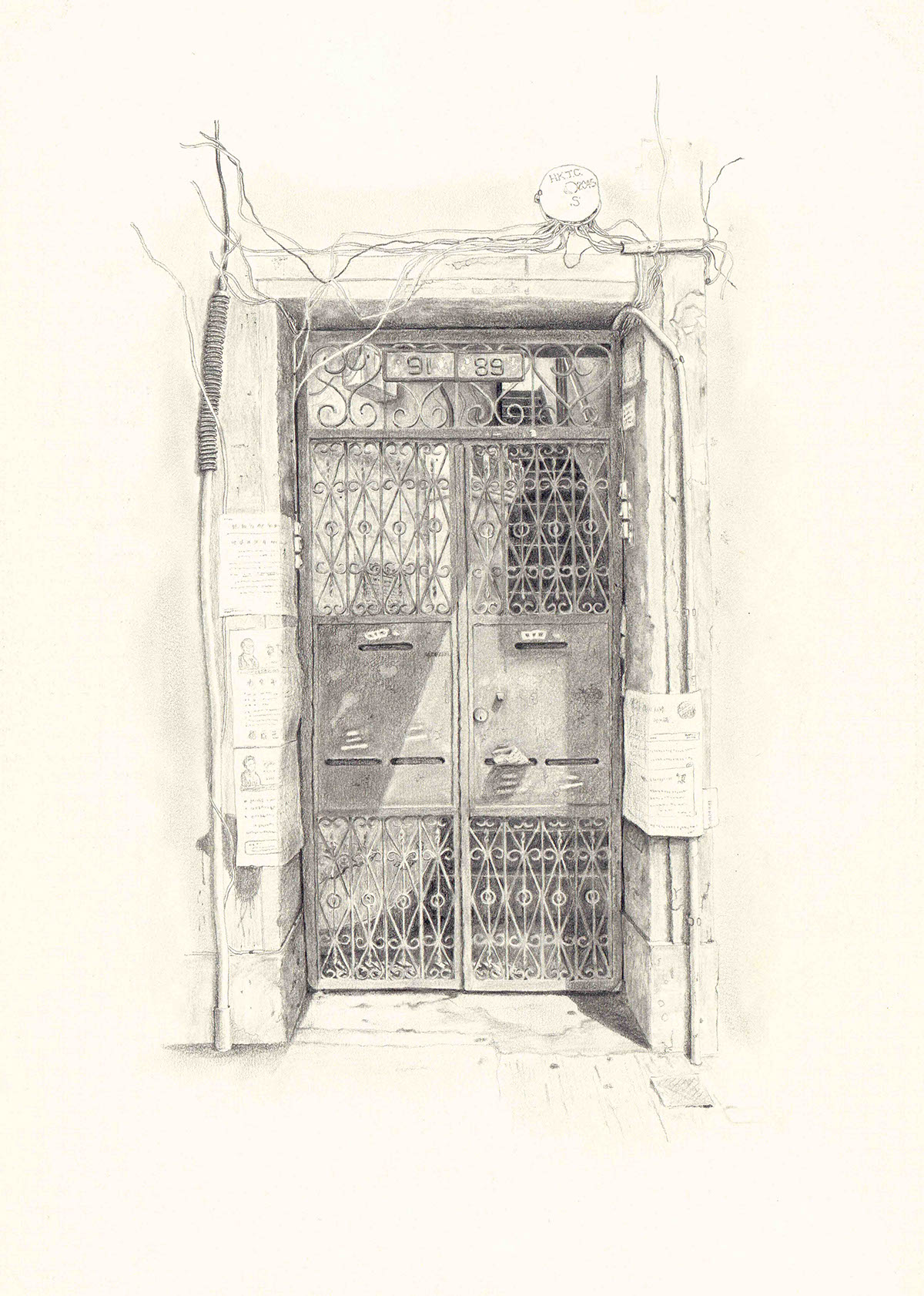 door Hong Kong asia gate stairs vintage pencil local graphite