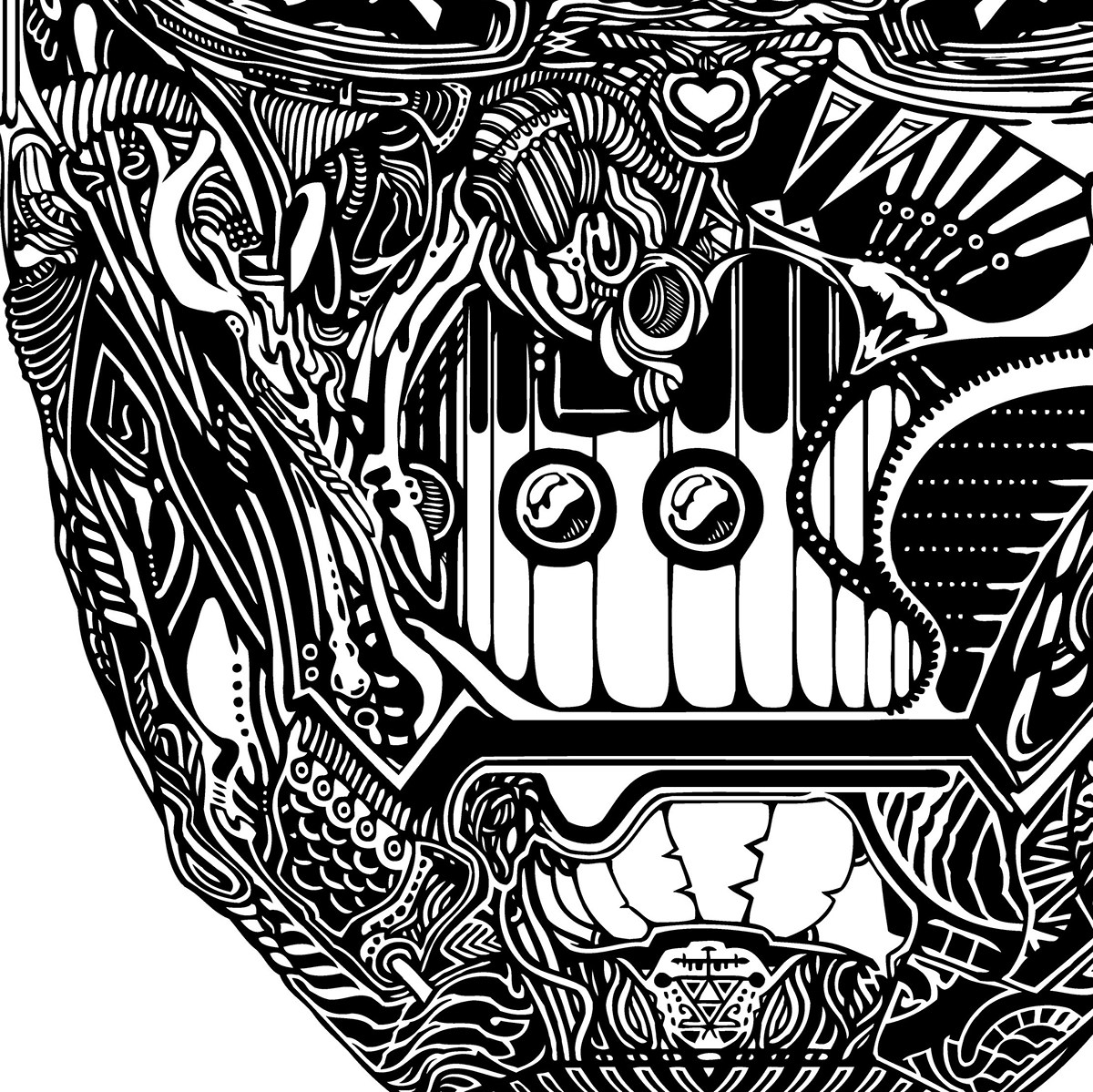 iron man iron man black White ink digital vector art abstract