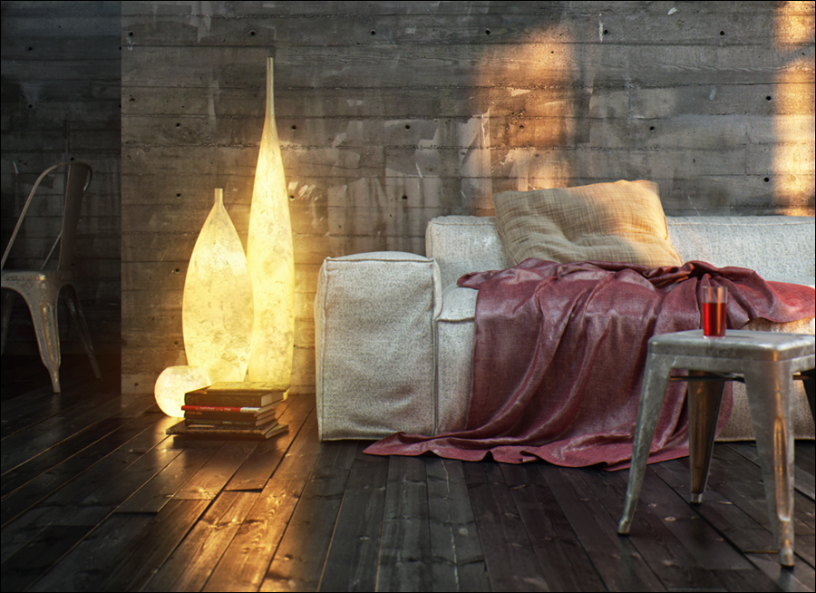 Interior CG 3D Render rendering bedroom 3dsmax modelling light visualization visualisation vray reflect furniture curation