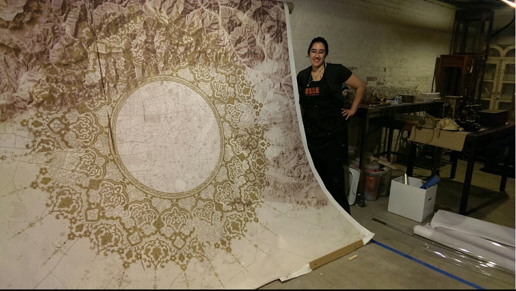 large scale printing printmaking woodblock Tehran Iran saman sajasi