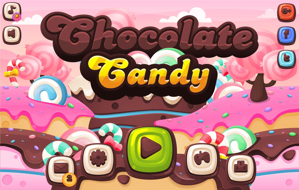 2D game assets Sprite GUI UI chocolate Candy cute casual