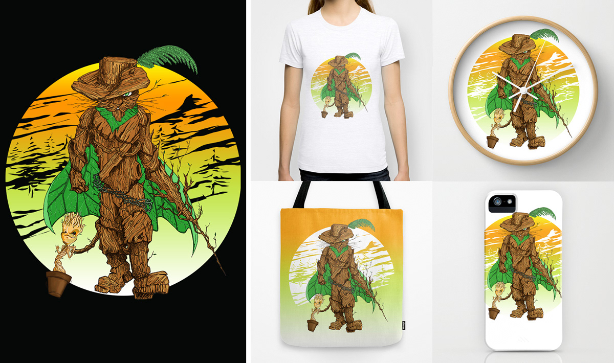 Cat puss in boots groot guardians galaxy sunset Tree 