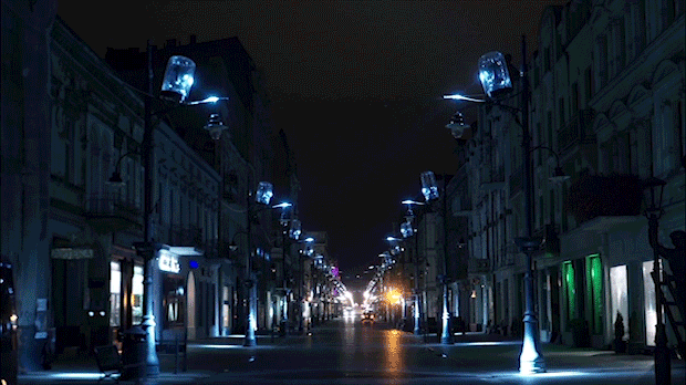 Light Installation & Street Art in Łódź, Poland