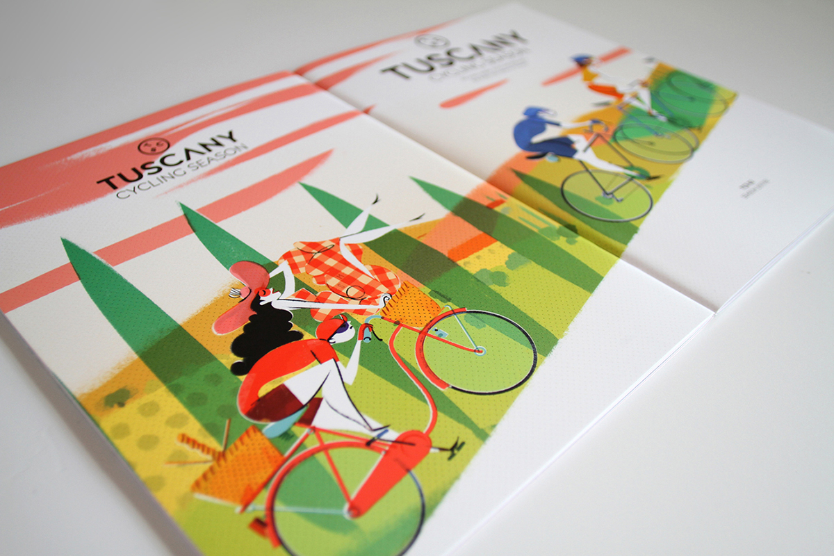 magazine Bicycle Tuscany TCS ILLUSTRATION  editorial design  Layout Design photographs