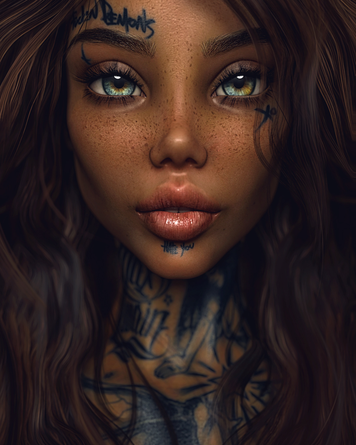 maxtwain MAX Twain Style art girl tattoo dark eyes skin