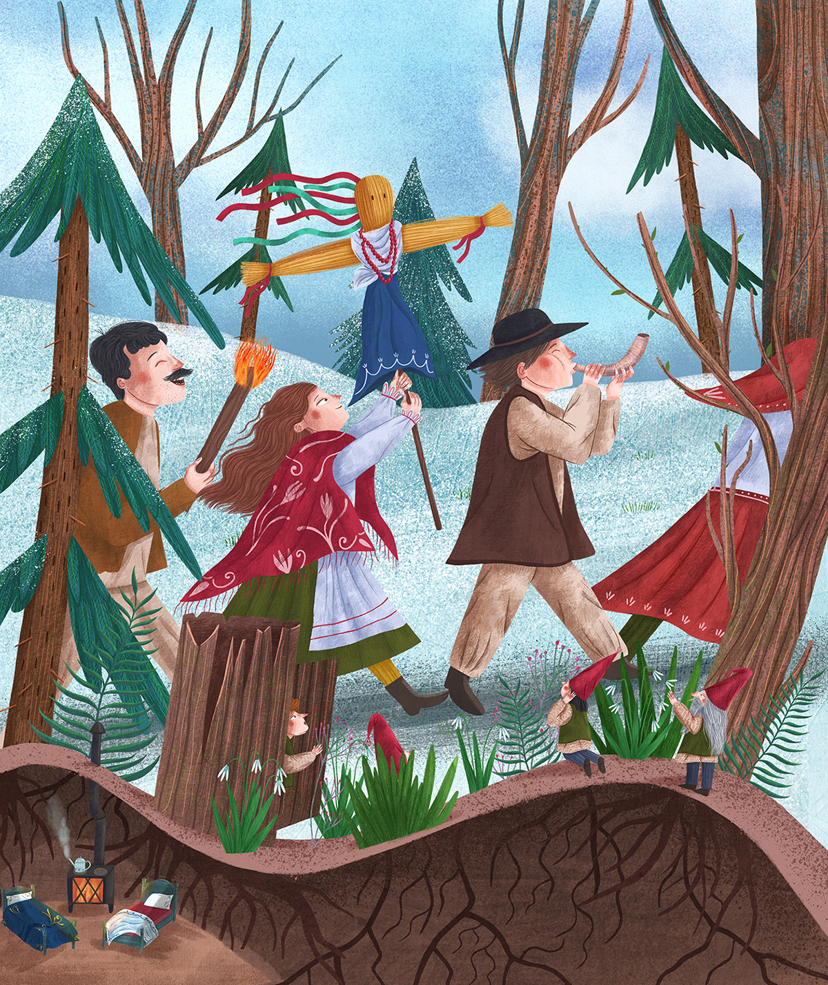 children ChildrenIllustration dwarfs fairytale fantasy forest gnomes ILLUSTRATION  Slavic Mythology story