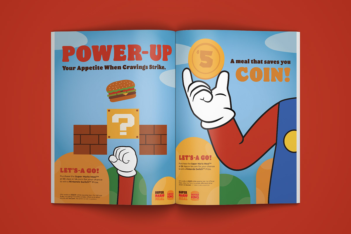 ads block burger Burger King coin power up Super Mario super mario meal deal