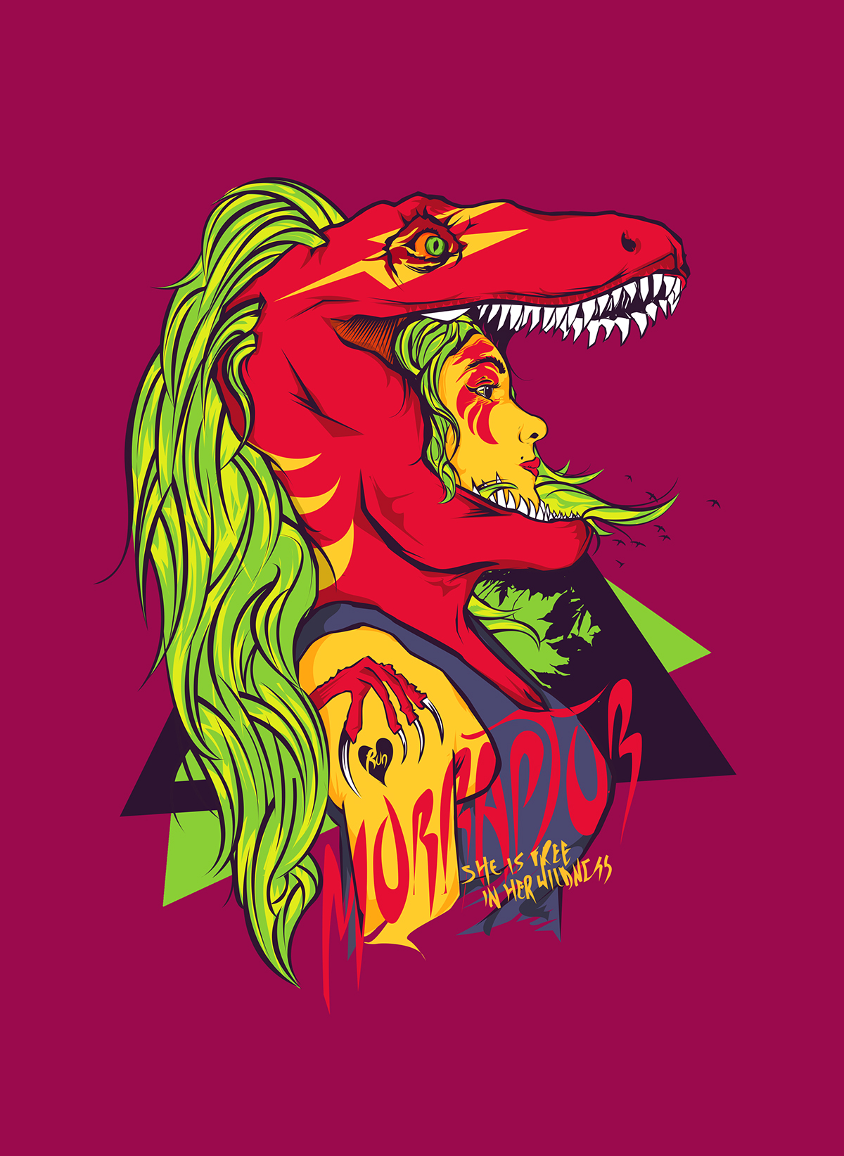 woman raptor velociraptor morra Dinosaur hair poster run Beautiful