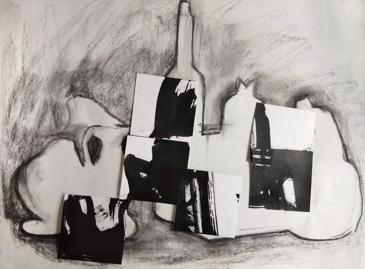 charcoal stilllife academic Drawing  Pastels collage