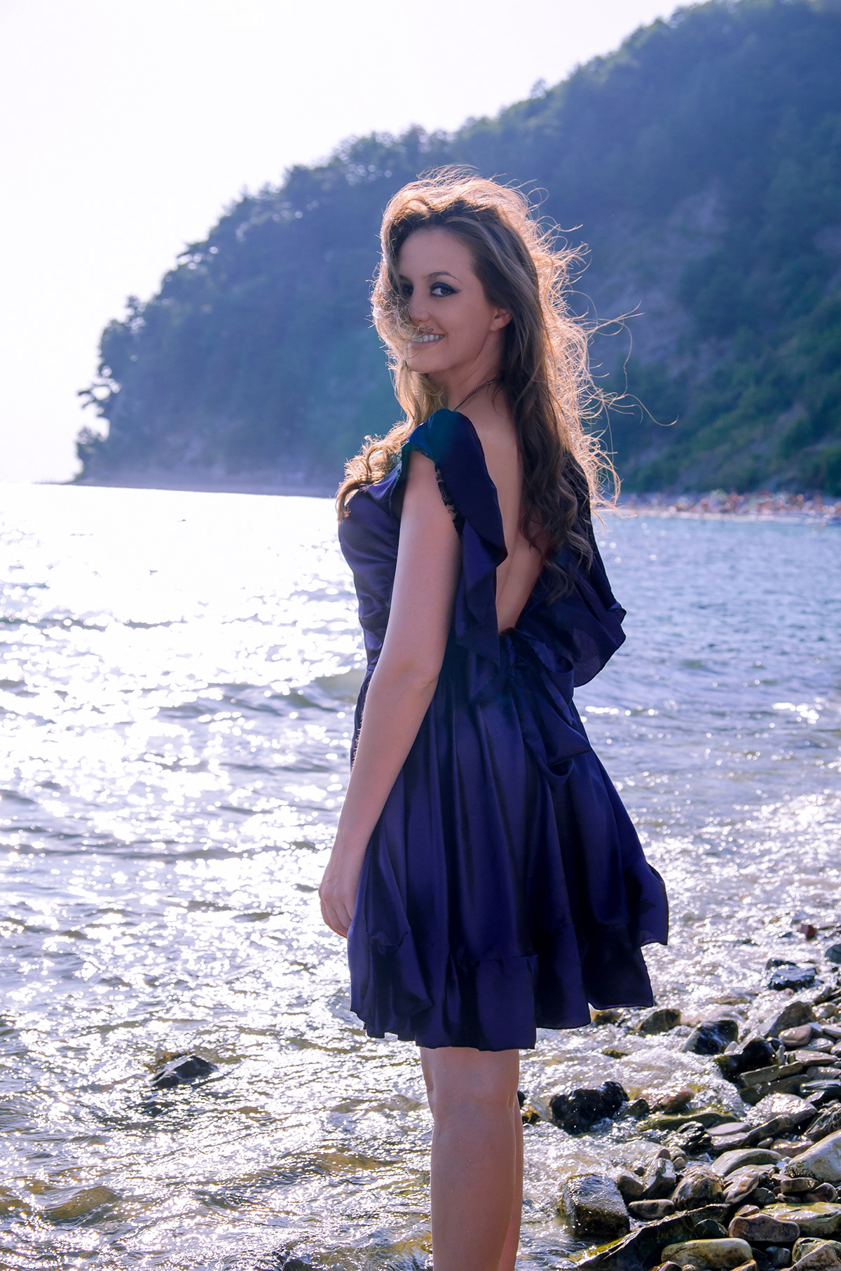 girl blacksea sea dress bluedress Russia photosession