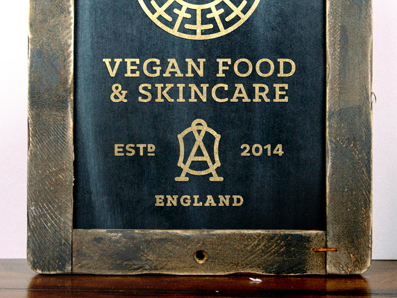 vegan skincare Food  monogram emblem gold letterpress emboss mock up Custom Lettering