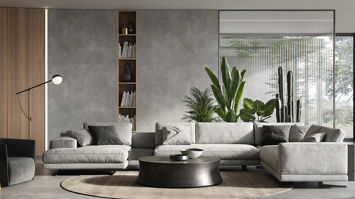 3D furniture Italy living room modern mondrian poliform santa monica soori visualization