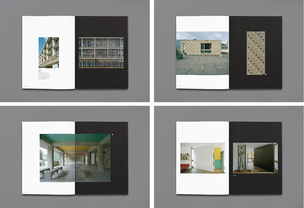 Le Corbusier book design print Layout backandwhite architect graphic geometric bio biography life grid system