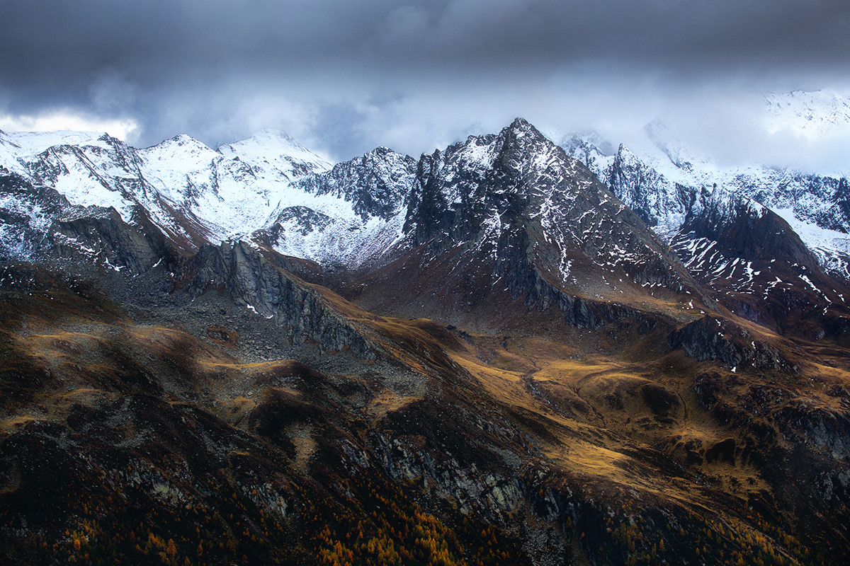 austria Ötztal alps timmelsjoch misty impresions mountains winter autumn top