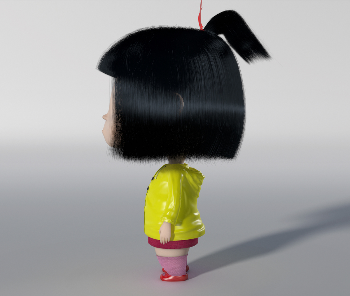3D Maya 3ds max arnold japanese girl raincoat shave haircut