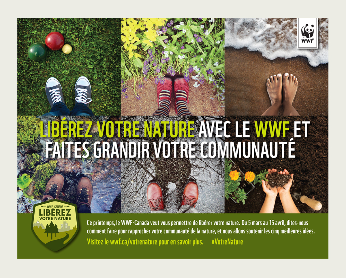 Adobe Portfolio WWF Canada Nature environment identity design logo poster Web Banner facebook banner social media outdoors go wild votre nature community