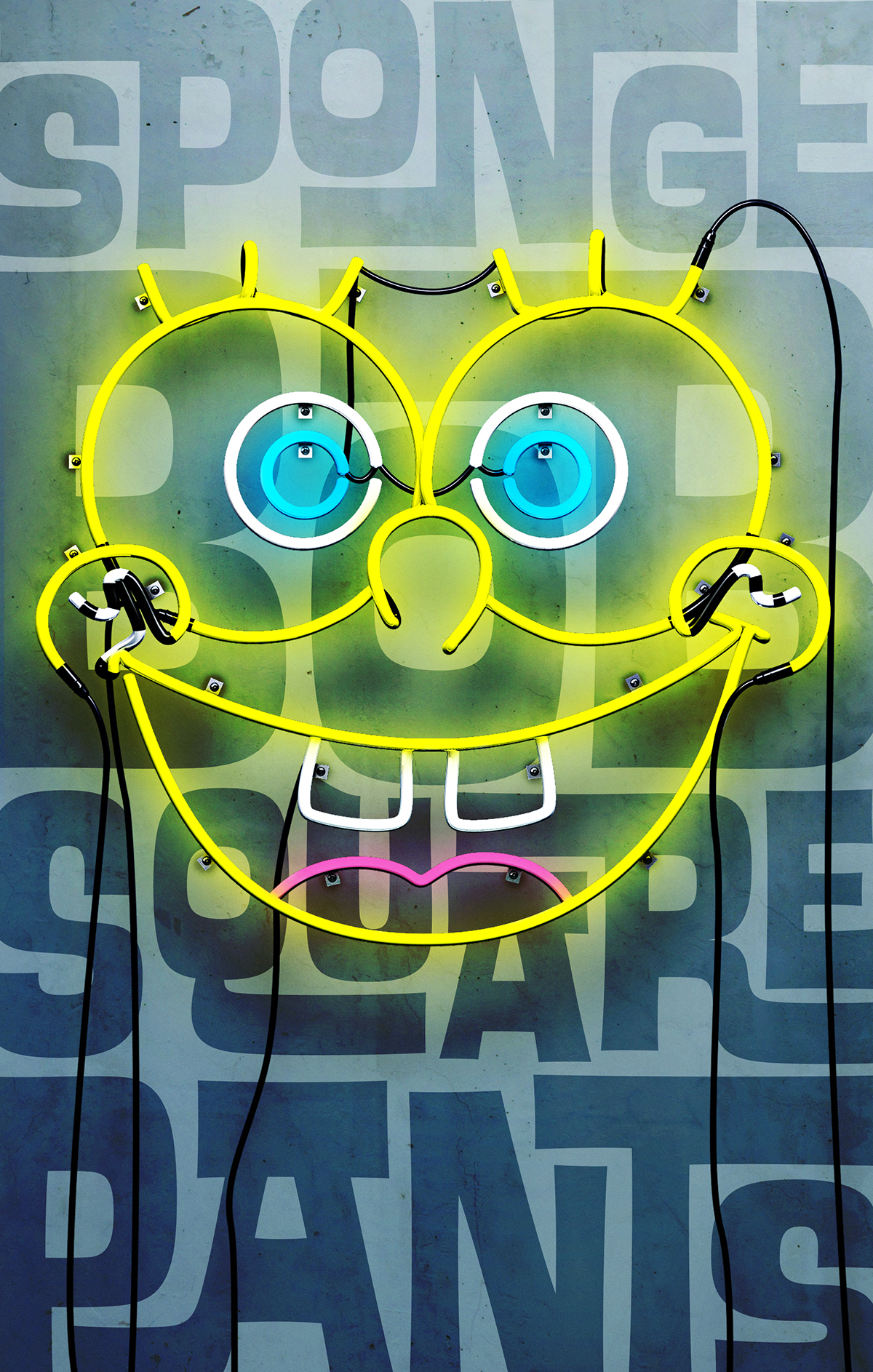 spongebob neon poster Render popart cinema4d keyart design theater  inspire