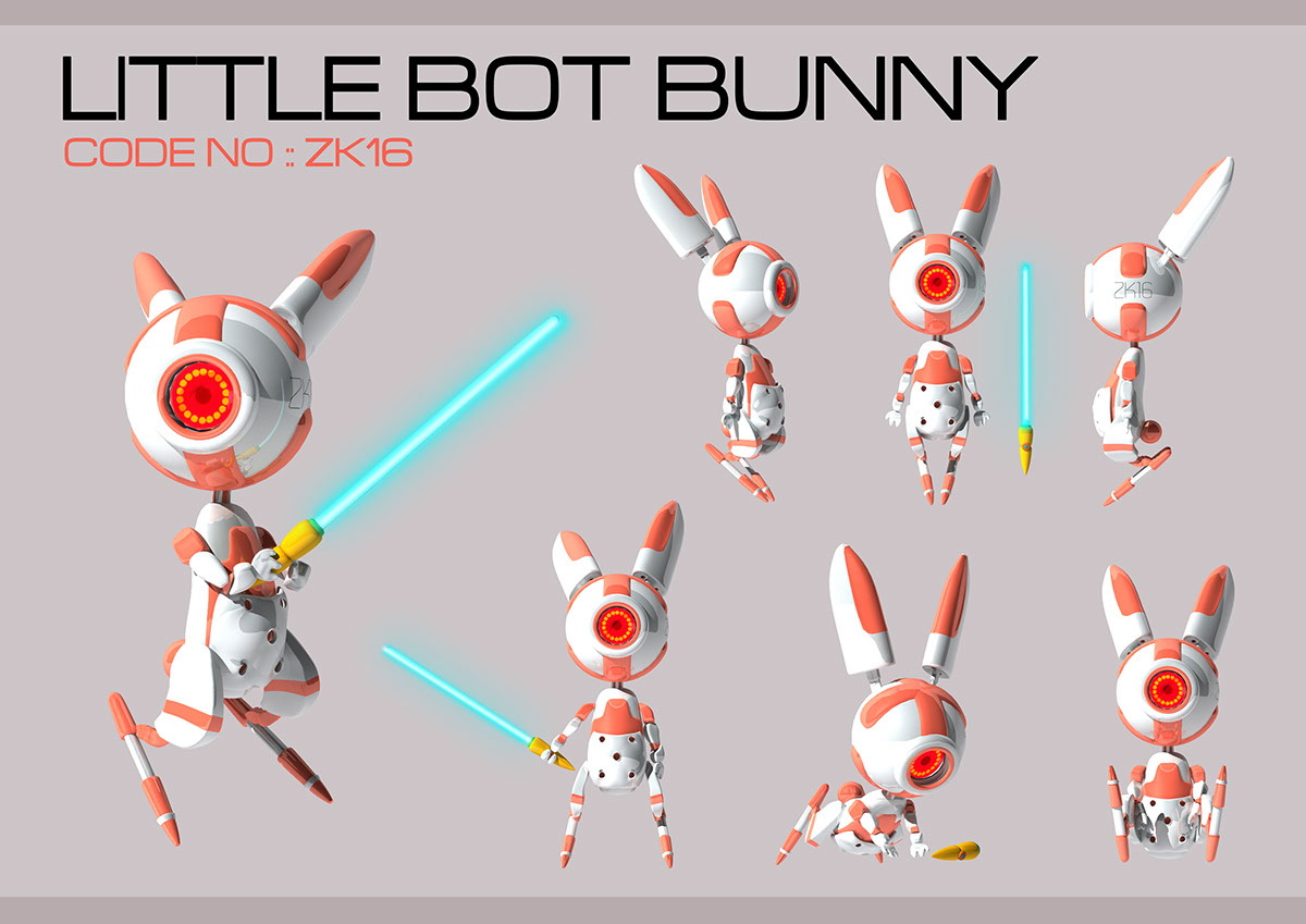 Little Bunny Robot bunny ZK16 rabbit 3d modeling 3D Character rabbit character futuristic robot rabbit robot bunny robot 3D light saber little bot bunny