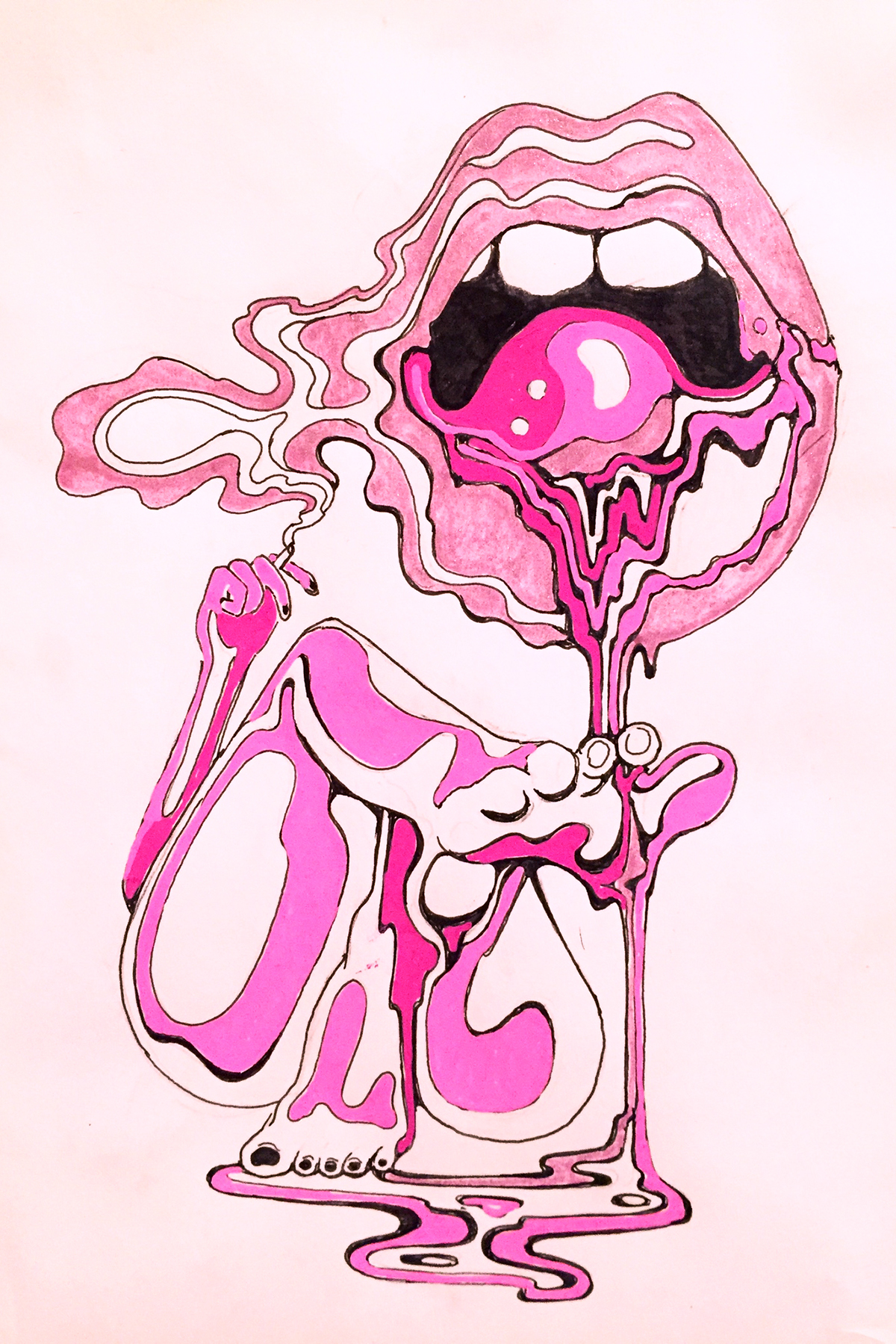 sketchbook micron pink purple design alien lips Space  Mouth