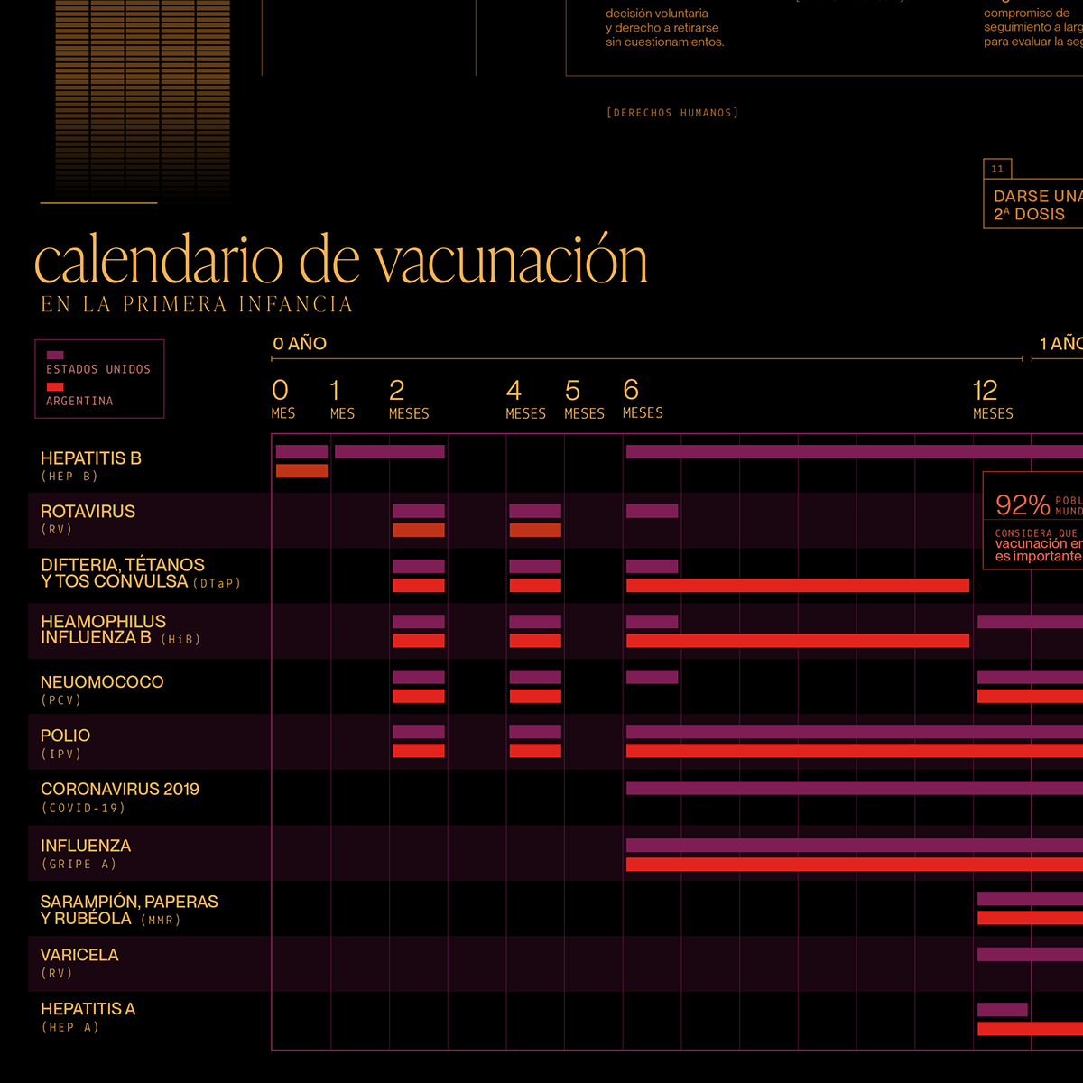 Close-up of information visualization: vaccination calendar.