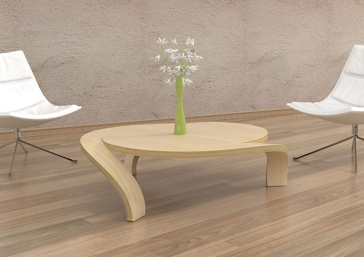 coffee table table furniture three legs wood veneer
