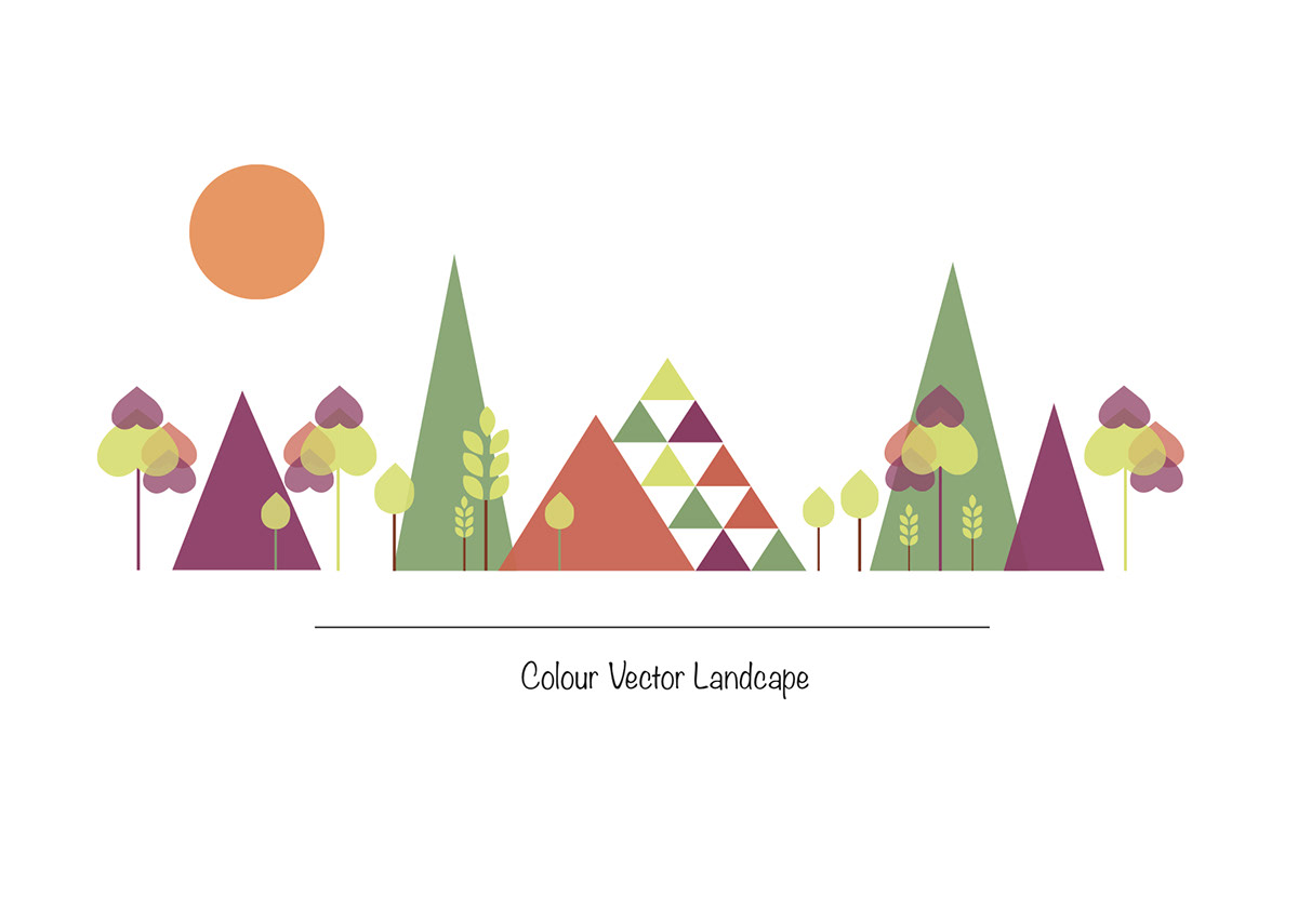 vector Landscape colour black and white illistrator Icon colour pallette design mountain Tree  Sunrise sunset outdoors outside