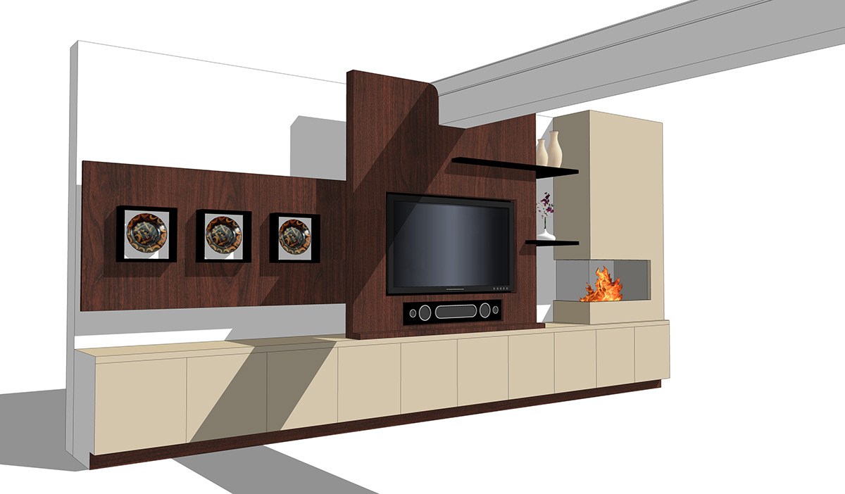 fireplace Joinery cabinet media unit tv furniture wenge chimney tv room