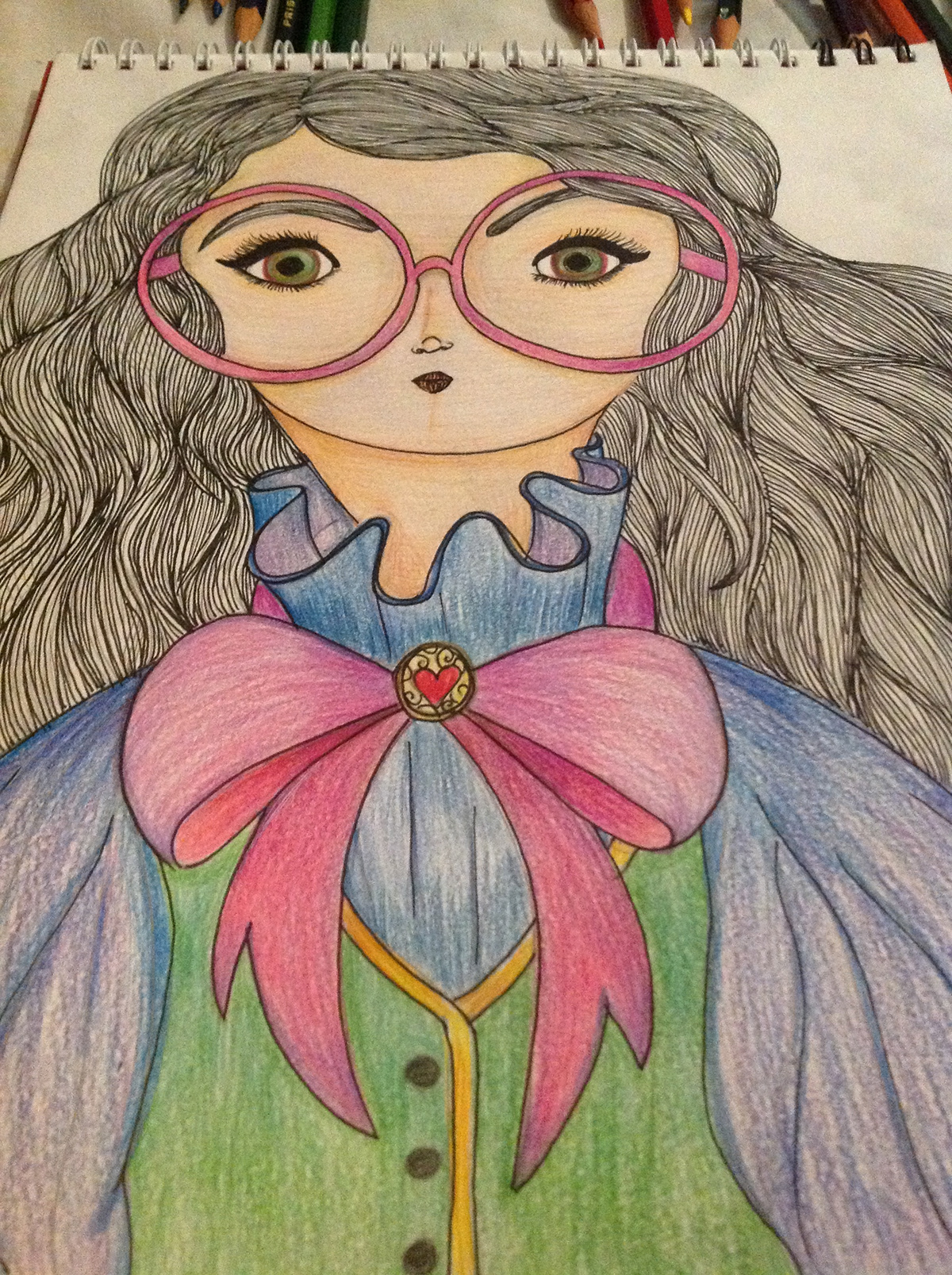 ilustracióm  sketches Love  color pencil colors girl