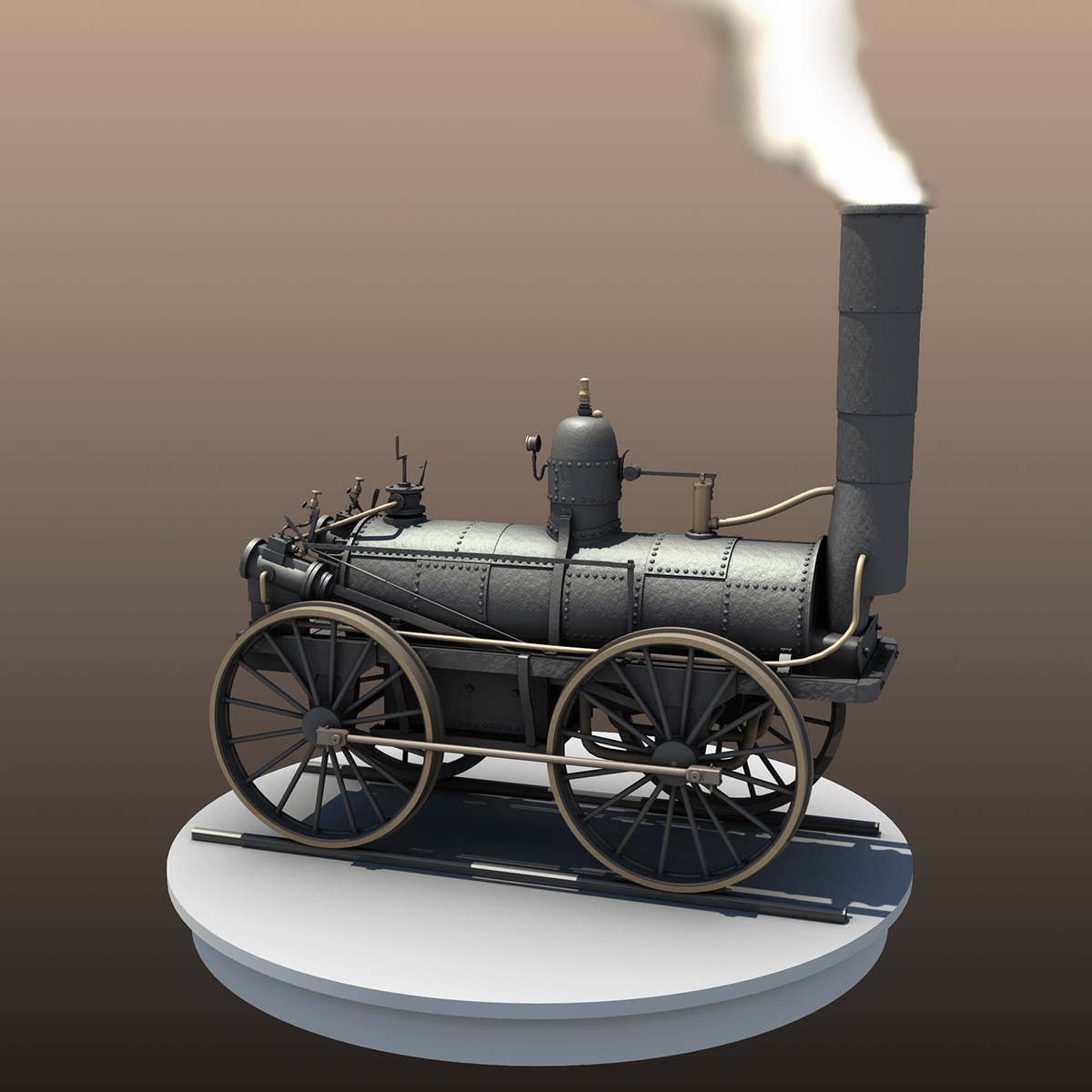 dewitt clinton train locomotive brian fisher  flippindingdong 3D model Henry Ford Steam engine Autodesk Maya