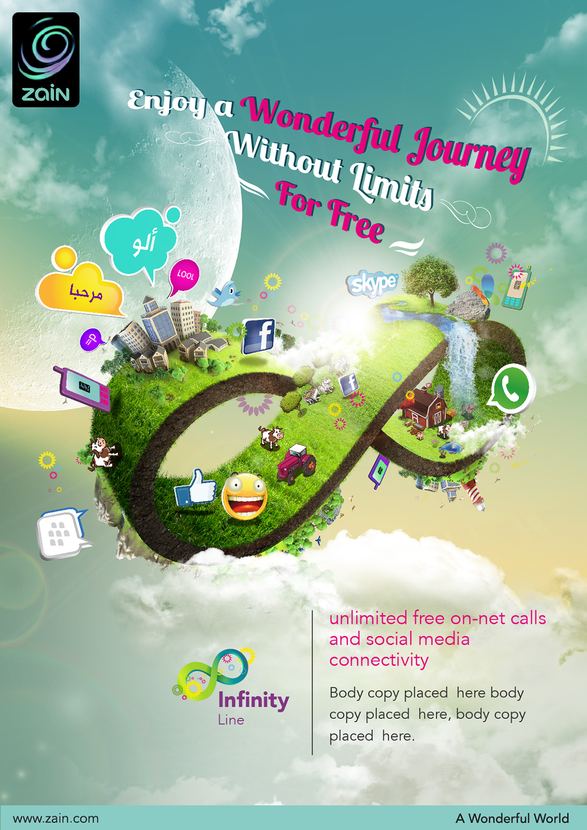 infinity limitless Unlimited social media For Ever never end Zain Telecom Telecommunication iraq Neverland imaginary Magical dream rollercoaster